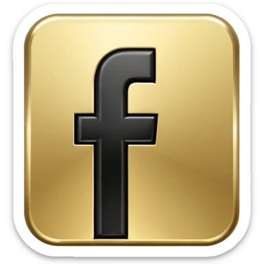 One single shiny Gold and black facebook icon, png, no background, no border sticker