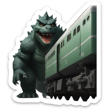 Godzilla with train car sticker