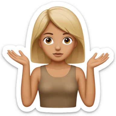 A girl shrugging his shoulders with a 6 above his left hand and a 7 above his right hand. sticker