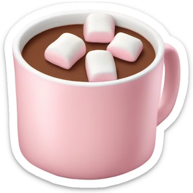Light Pink mug of hot chocolate with marshmallows  sticker