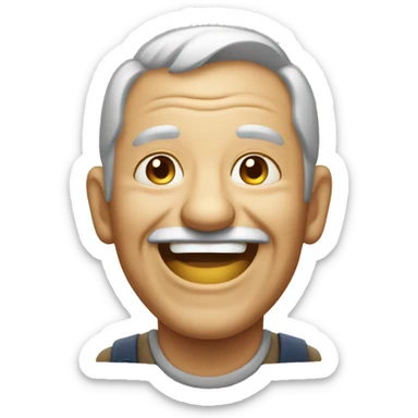 old laughing man with stubble sticker