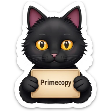 Black Cat holding a sign with the inscription "PrimeCopy" sticker