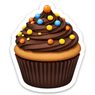 Cupcake dark chocolate dipped non swirly frosting with Reese’s pieces on top sticker