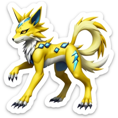  Cool Edgy Shiny Futuristic Ethereal Legendary Zeraora-Digimon-Lombax-Renamon--hybrid full body sticker