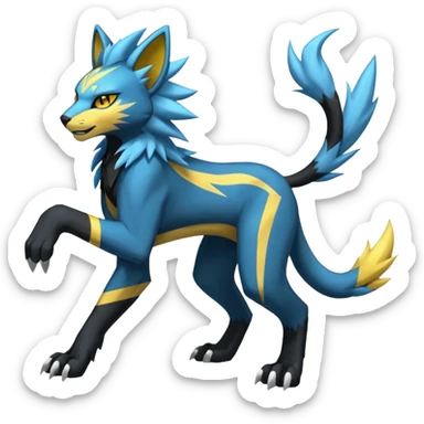 Zeraora-Manectric-Luxray-Bobcat-Fakémon-fusion-animal-creature, full body  sticker