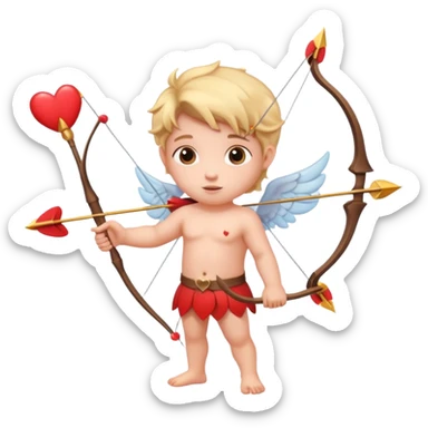 Adorable Cupid with his magical bow and arrow shooting love hearts sticker