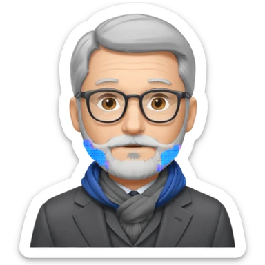 gray scarf male  beard hair with suit glasses sticker
