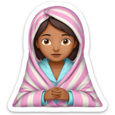 a pretty bratz fair indian girl covered in blanket, wearing pajamas sticker