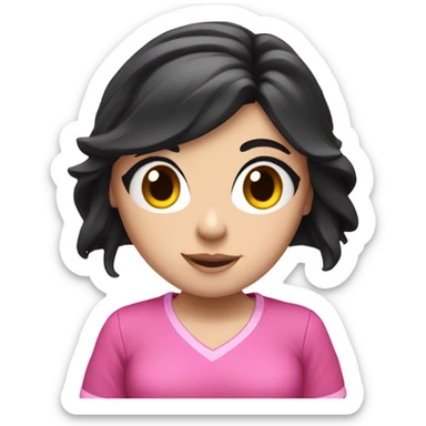 White girl with black hair as a pink gamer girl sticker