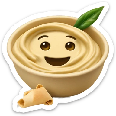 hummus with olive oil swirl and one pita bread on the side sticker