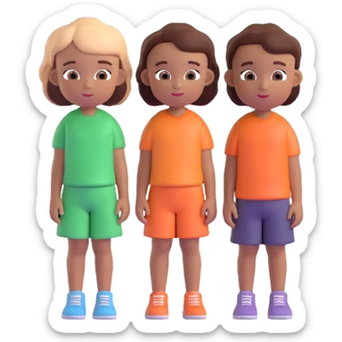 Slightly increase the volume of the upper body of the girl, separate the girl and the boy from each other, and make the skin color the same for both characters. Maintain the cartoonish 3D style. sticker