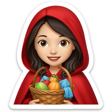 Little red riding hood light skin black with straight long wavy hair and long eyelashes  sticker