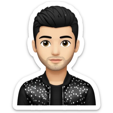 Zayn Malik from One Direction with light skin, black hair, black sequin outfit sticker