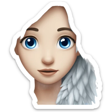 big wings, silver, feather, icy ,snowflake, Beautiful, fairy, long hair, blue eyes sticker