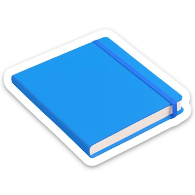 realistic moleskine notebook with blue cover, subtle texture details on the cover, slightly tilted angle sticker