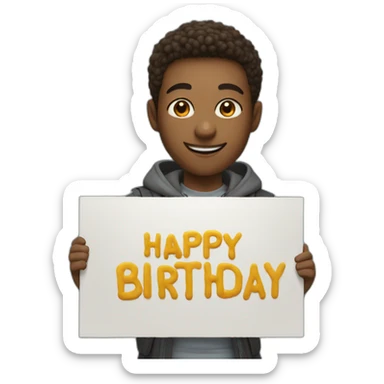 Student holding a sign that says "Happy Birthday KNUKIM"  sticker