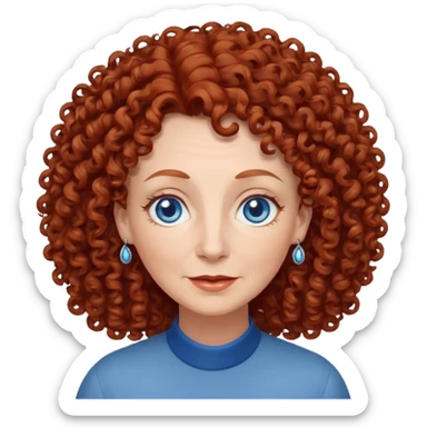 White older lady with blue eyes abd redfush brown very curly hair sticker