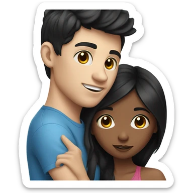 Blue eyed young guy with black haired girlfriend sticker