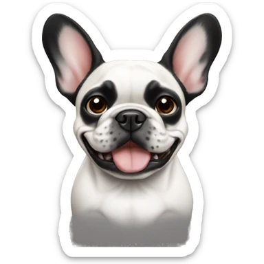 French bulldog with black and white face, smiling sticker