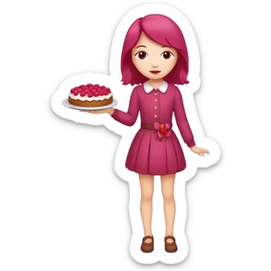 Raspberry torte human full body and legs girl with a raspberry barrette on her head sticker