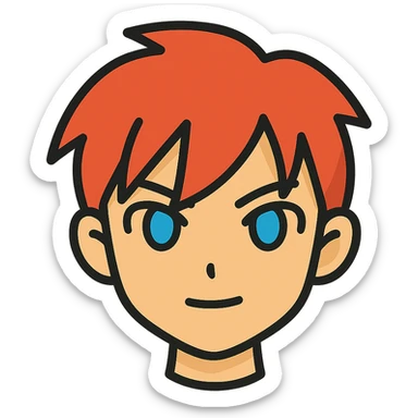 anime boy face, icon style, sharp lines, vibrant hair color, simple shading, transparent background sticker
