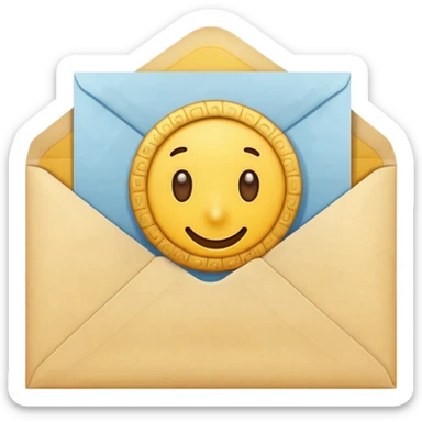 a paper with a doodle in an envelope sticker