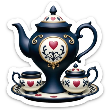 Isolated, detailed illustration of the most incredibly modern, gothic style of disney's Alice in wonderland tea party
figurine imaginable, toy style. sticker