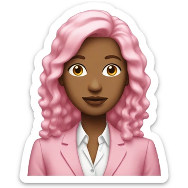 secretary-like WHITE women with loose long pink hair in pink suit sticker