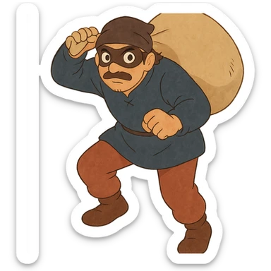 ghibli style thief character sticker
