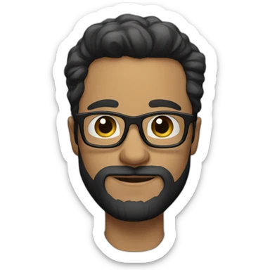 White man with black hair and beard big forehead wearing glasses sticker