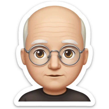 chauve cheveux blanc visage rond lunette gros sourcils sticker