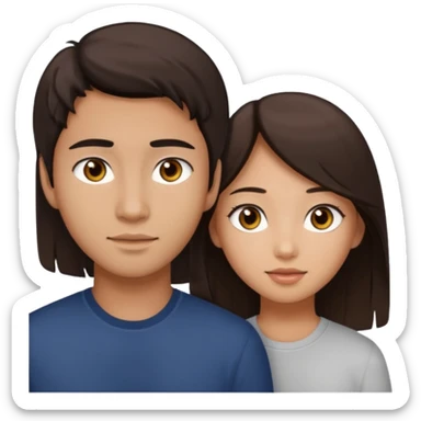 A darker Asian girl with brown eyes and dark brown hair, with her white boyfriend who has hazel eyes and light brown hair. sticker