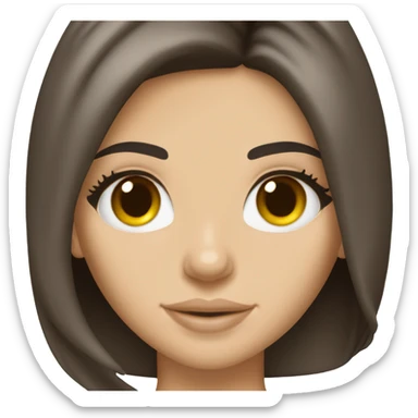 brunette Kendall Jenner with long hair holding flat white sticker