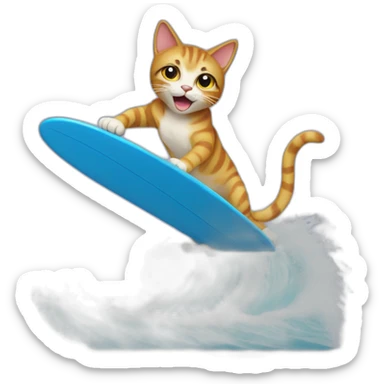 cat surfing on a wave sticker