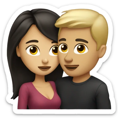 Blonde guy and dark brunette female kissing sticker