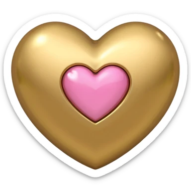 gold heart with one mini pink heart inside of it  sticker