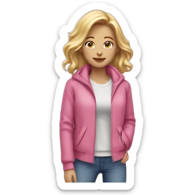 blonde girl in pink jacket sticker