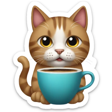 Cat with coffee sticker