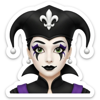 make a black and white jester uniform with white makeup and black lipstick sticker