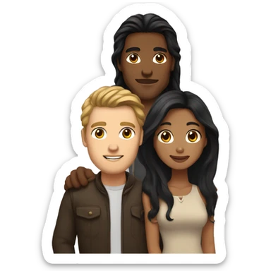 couple that is girl black long hair and tan skin and medium brown haired white guy sticker