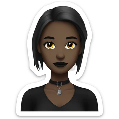 girl with shoulder length hair “black ” and goth makeup  sticker