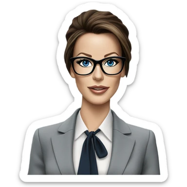 Hyper Realistic photo Kate Beckinsale blue eyes wearing glasses in a business meeting high fashion  sticker