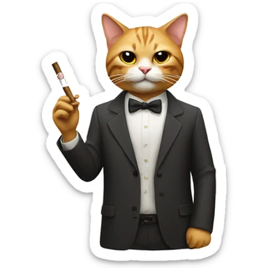 cat with a cigarrete sticker