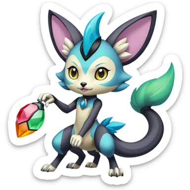 Colorful Exotic Randomly-colored Cartoon Anime Meloetta-WereGarurumon-Trico-Pokémon-Fakémon-fusion-hybrid-creature sticker