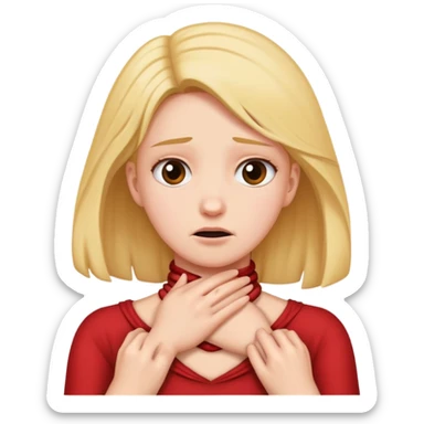 girl who holds hers neck as if she was strangling herself to show her annoyance  sticker