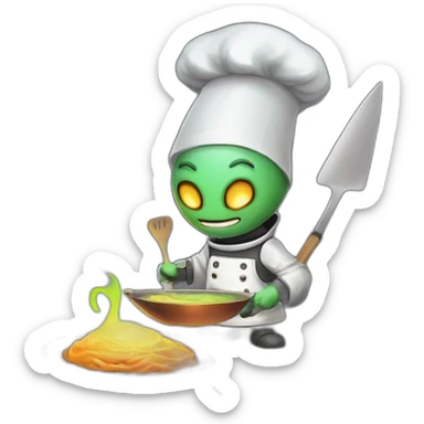 alien chef scifi roguelike rpg style inspired by slay the spire digital art sticker