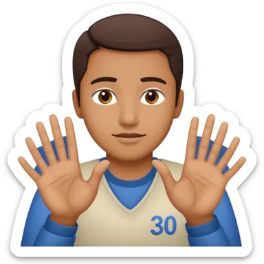 EMOJI DE UNA PERSONA HACIENDO EL NUMERO 304 CON LAS MANOS COMO LO HACE LAMINE YAMAL sticker
