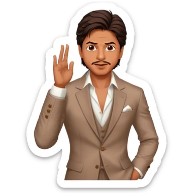 Cinematic Realistic portrait of Shah Rukh Khan, portrayed as a charismatic film star with expressive features and stylish contemporary attire, rendered in rich, dynamic lighting that captures his magnetic presence sticker