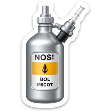 bombona de inyeccion de nitro con un cartelito que ponga NOS sticker
