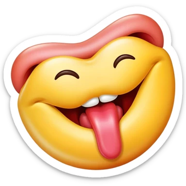 Delicious food emoji with tongue licking lips for 'Yummy' song sticker